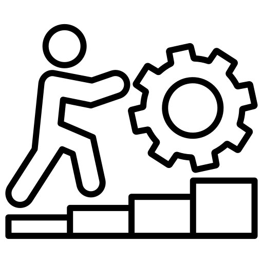 icono de persona subiendo empujando una rueda